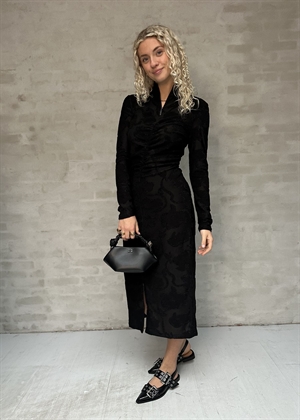 Lurex jersey zip kjole Black Petunias Stine Goya 